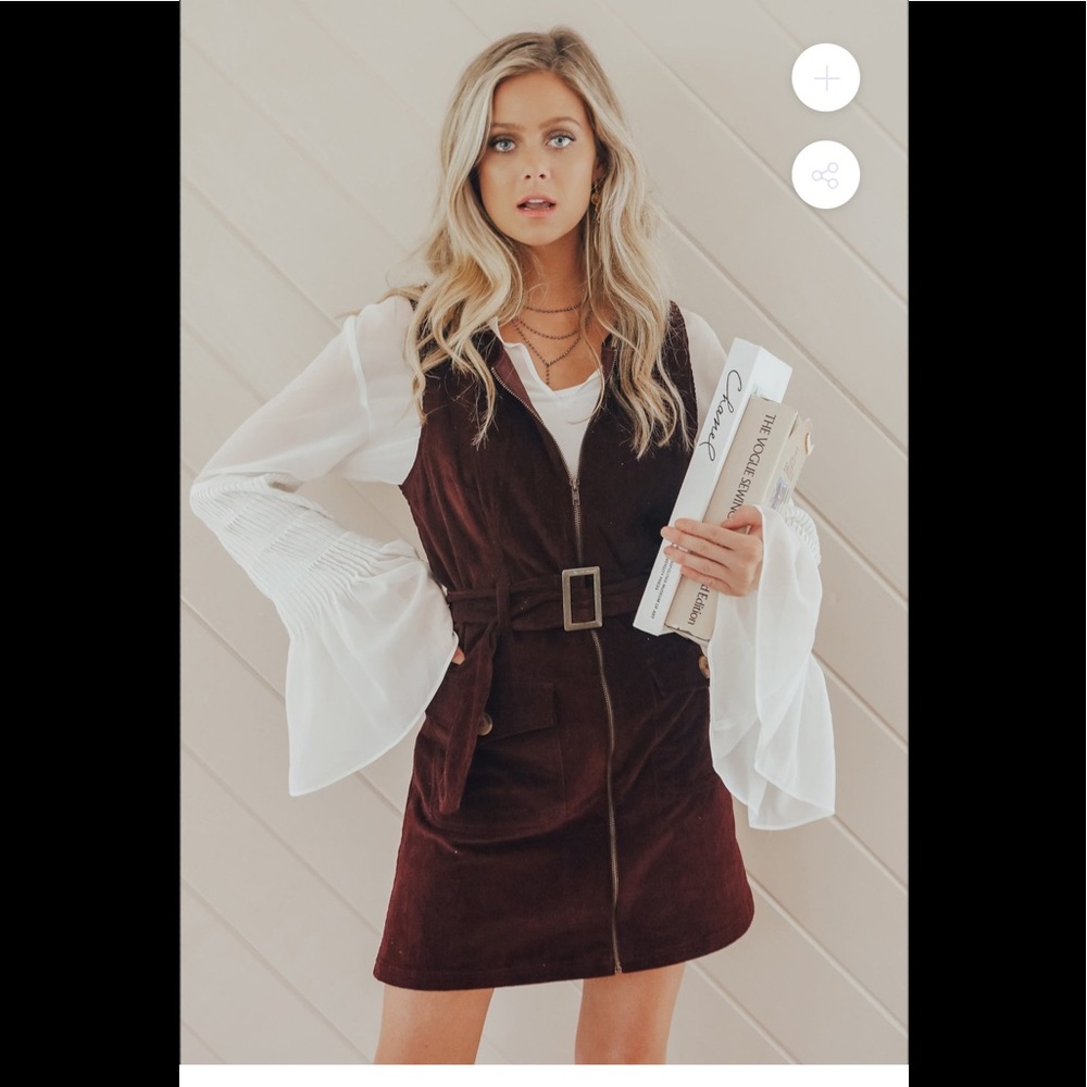 Judith March Aubergine Corduroy Dress With Belt - Picture 1 of 7
